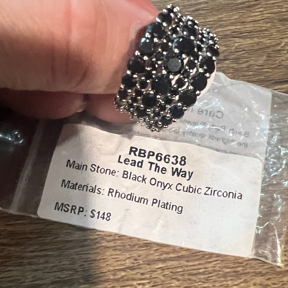 Bomb Party Ring                    Black Onyx Cubic Zirconia Ring